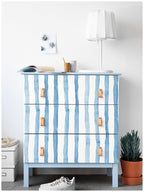 Floralplus Wallpaper Peel and Stick Watercolor Blue Stripe Coastal Nautical Wall Decor Bathroom Kids Room Nursery Removable Mural