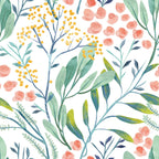 Floralplus Wallpaper Peel and Stick Watercolor Botanical Green Yellow Pink Floral Removable Wall Mural for Bedroom Living Room Bathroom