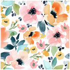 Floralplus Wallpaper Peel and Stick Watercolor Floral Pastel Orange Pink Removable Self Adhesive Wall Mural for Bedroom Bathroom Nursery