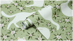 Floralplus Wallpaper Peel and Stick White Cat Floral Sage Green Aesthetic Bedroom Nursery Kids Room Removable Self Adhesive Wall Decor Mural