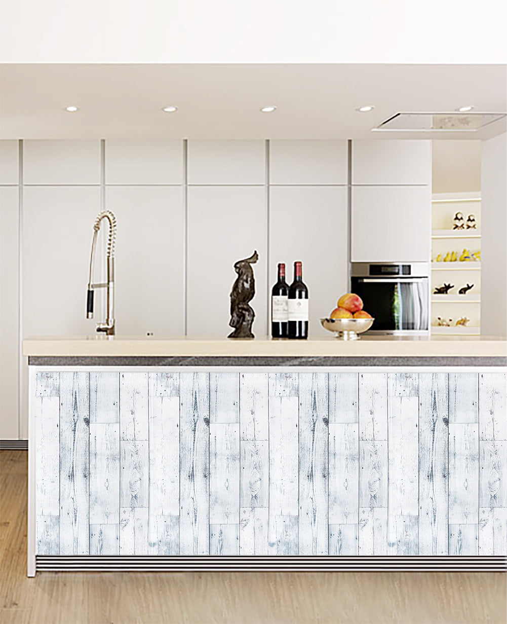 Floralplus Wallpaper Peel and Stick White Wood Plank Shiplap Rustic Farmhouse Faux Panel Bedroom Bathroom Kitchen Removable Wall Mural