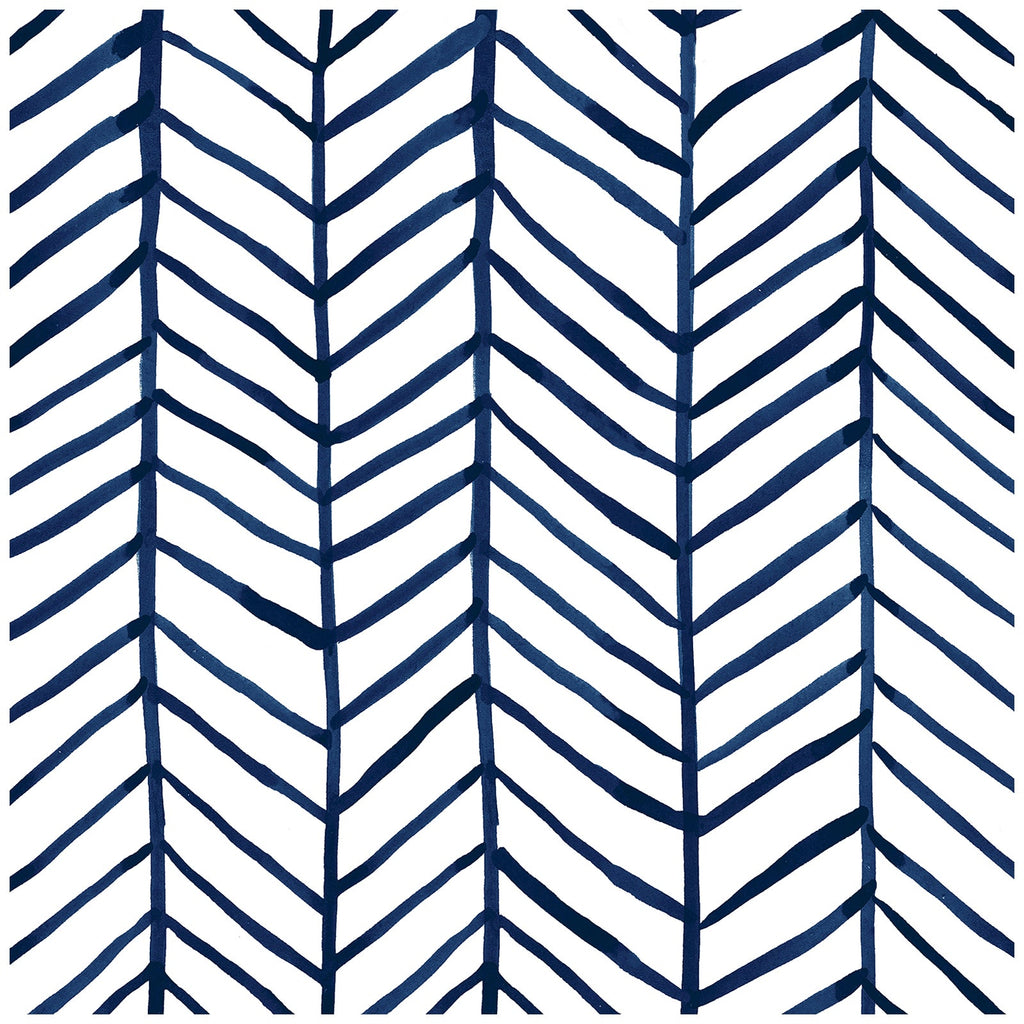Modern Stripe Peel and Stick Wallpaper for Bedroom Herringbone Navy Blue Vinyl Removable Decoration