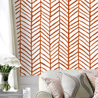 Modern Striped Peel and Paste Wallpaper Herringbone Orange Vinyl self-Adhesive Decoration