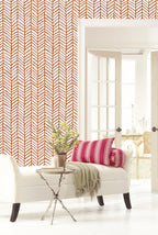 Modern Striped Peel and Paste Wallpaper Herringbone Orange Vinyl self-Adhesive Decoration